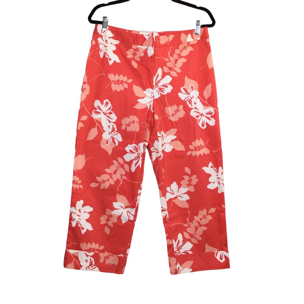 Rafaella Floral Tropical Resort Feminine Cropped Casual Mid Rise Pant Women 12